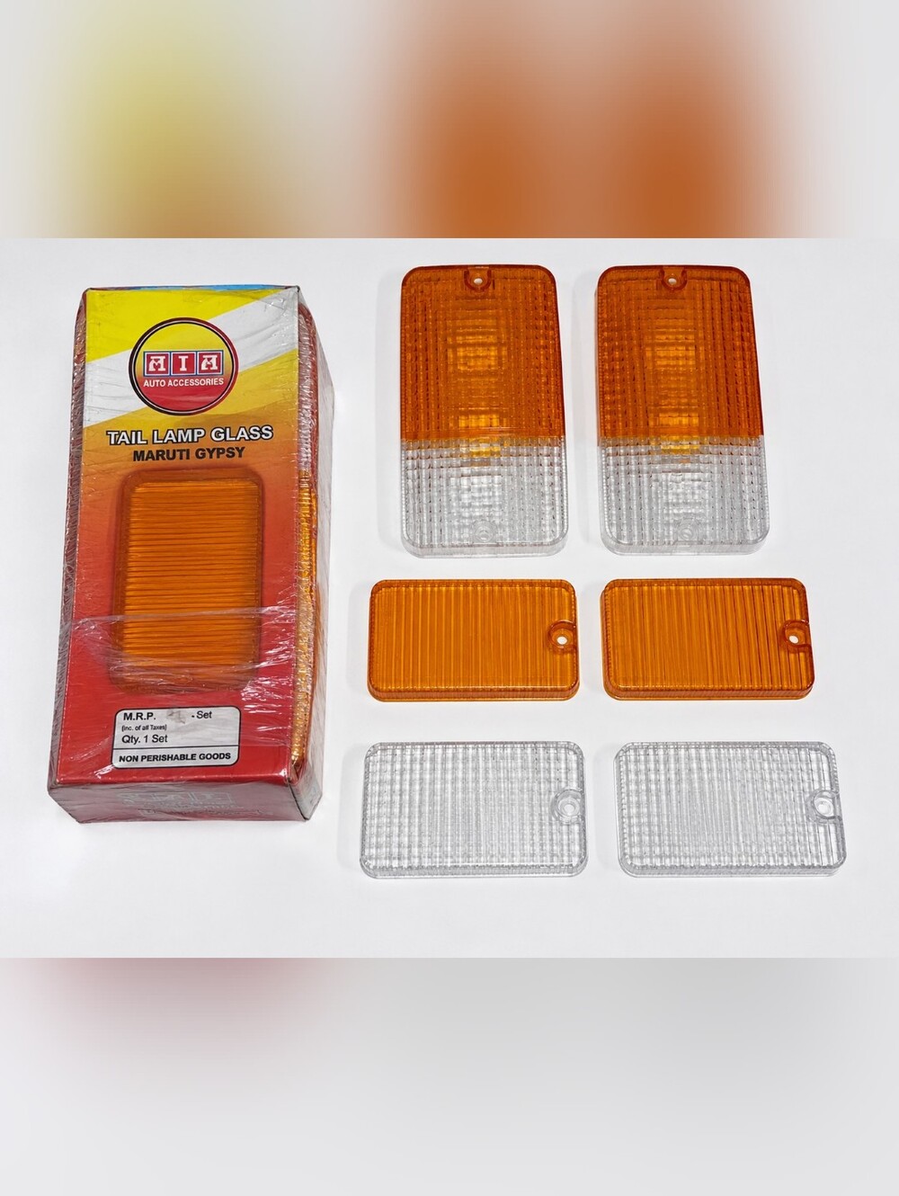 LAL Tail Lamp Glass Set For Maruti Gypsy Vintage Replacement Lens Amber Clear